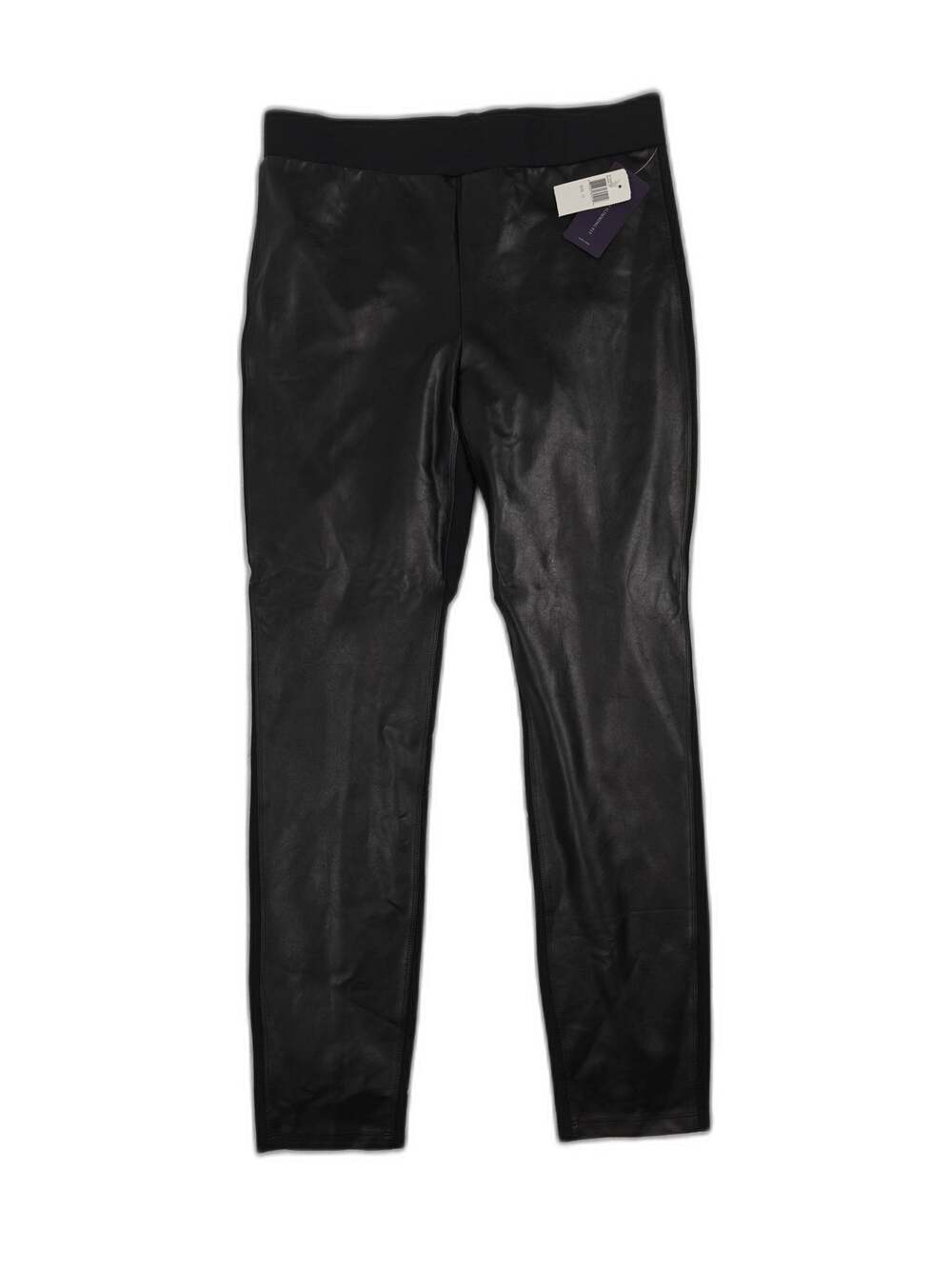 NYDJ Women's Faux Leather Front Ponte Leggings Black Size 12